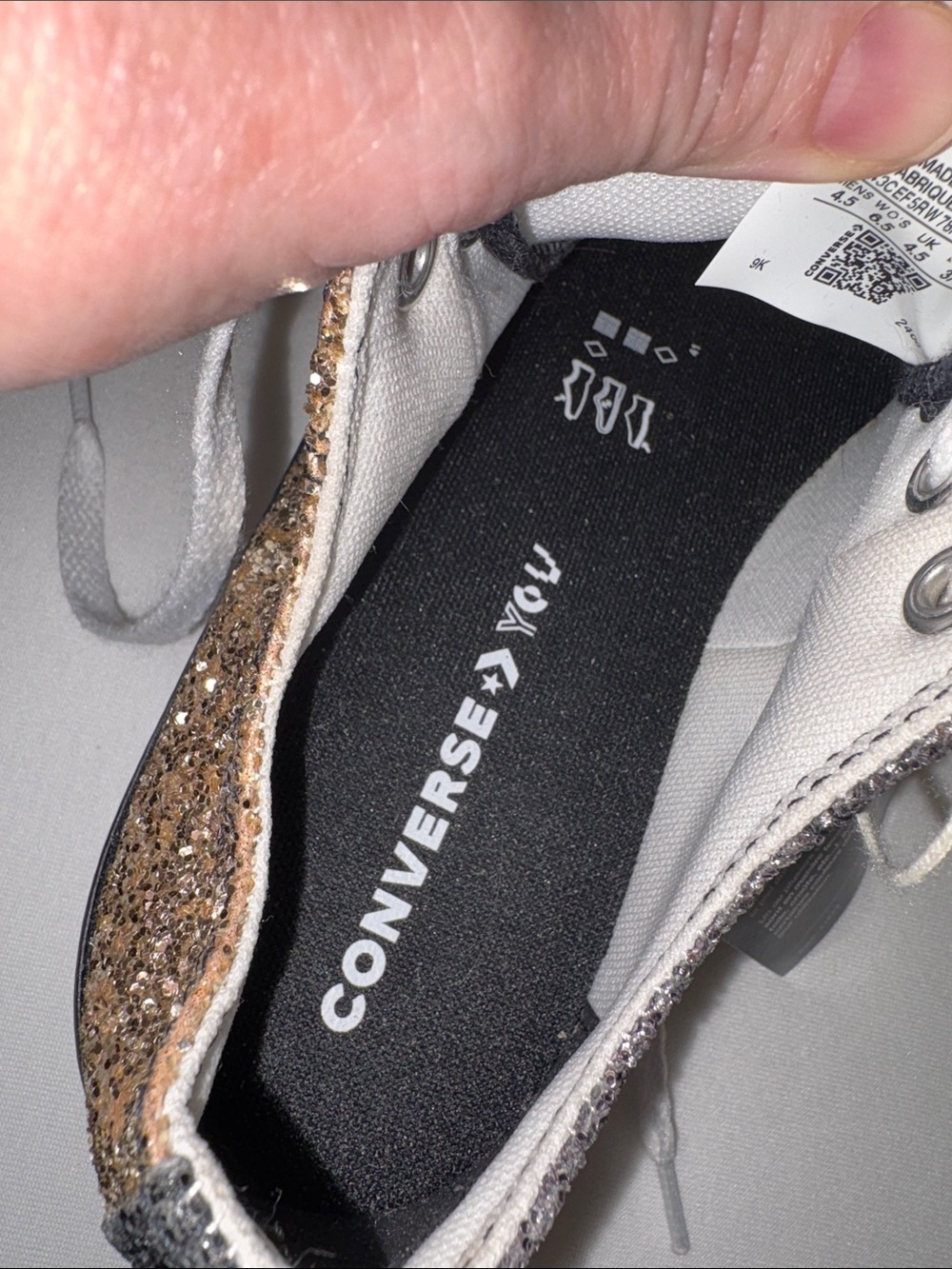 Converse Low Top Sneakers - Gold & Silver Glitter lace up Size 6.5 NWT - Picture 6 of 9